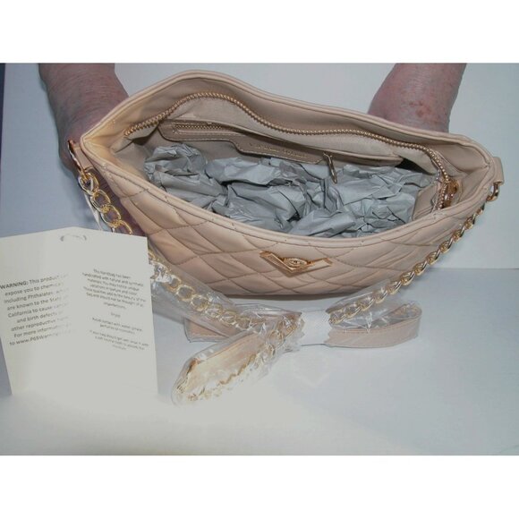 Valentino Orlandi Vegan Leather Quilted Shoulder Bag With Gold Chain Strap - Picture 3 of 4